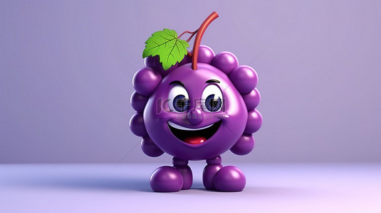 无核白葡萄背景图片_充满活力的紫色葡萄的卡通 3D 渲染