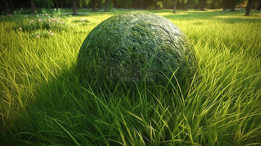 令人惊叹的 3D 渲染中的草地地球