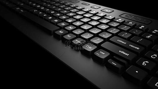 3D 渲染中的黑色键盘，带有翻译键，描绘了商业与技术的融合
