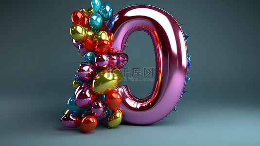 3d金属标志背景图片_带 3D 标志的金属数字气球假日派对装饰