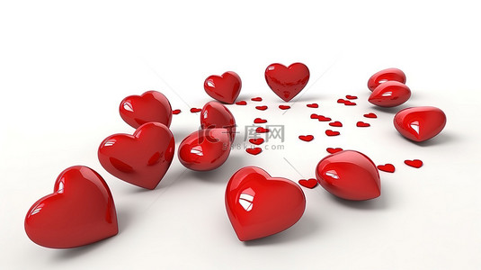 爱卡背景图片_白色背景上以 3D 插图呈现的带有爱标志的红心