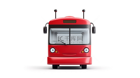 等距交通背景图片_白色背景上电动巴士表情符号的运动简单 3D 渲染