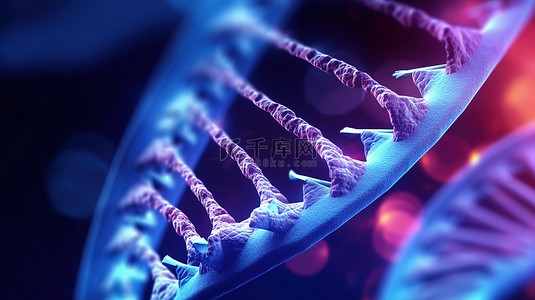 3D 渲染中的 DNA 链双螺旋结构占据中心舞台