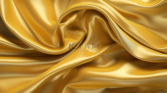 发光的金色织物背景的 3D 渲染