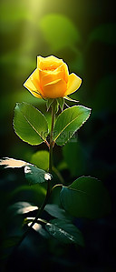 芽背景图片_被包围的黄玫瑰的肖像
