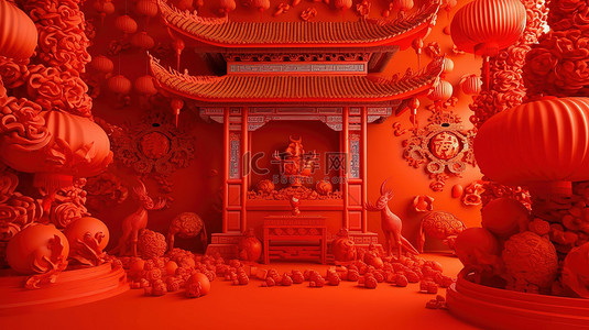 虎年中国新年背景图片_中国新年 3d 图稿