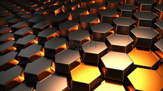 十六角形背景图片_3d 渲染抽象金属六角蜂窝背景