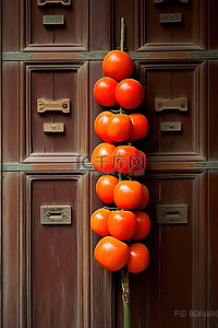 旧门背景图片_一堆西红柿坐在旧木门上