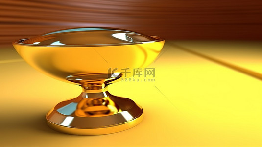 闪闪发光的金色奖杯的渲染 3D 图像