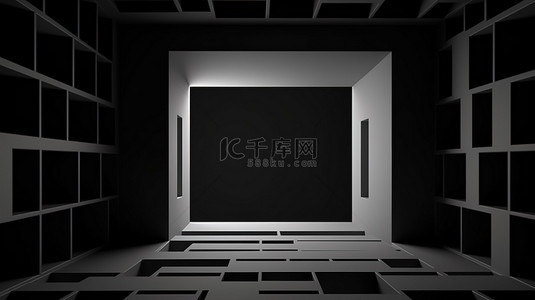 中空心背景图片_在昏暗的房间中渲染的空心方形背景