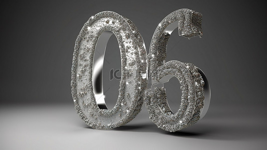3d 渲染闪闪发光的银色周年纪念横幅，庆祝 30 年