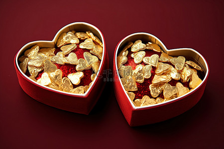 金色糖果背景图片_两盒装有金色糖果，其中一盒装满金片