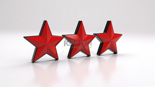 致客户的信背景图片_客户评级反馈概念 3D 渲染中的三种红星颜色和白色背景插图