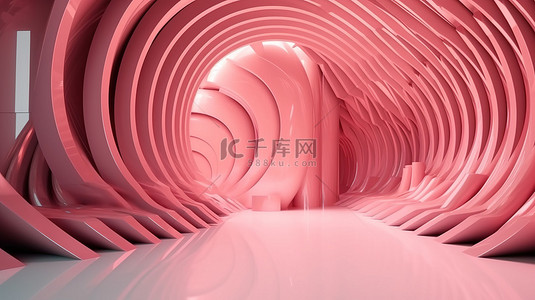 粉红色调背景图片_3d 渲染中呈现的粉红色调弧节奏