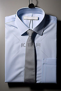 一件系扣衬衫灰色领带和名片
