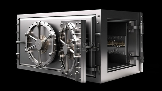 安大背景图片_孤立的钢制银行保险箱或 3D 渲染保险库