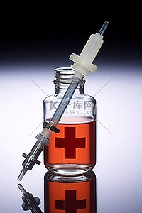 江西红十字会背景图片_带有医疗和红十字的空注射器
