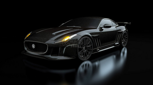 快速跑背景图片_碳纤维背景下的时尚黑色跑车 3d 渲染