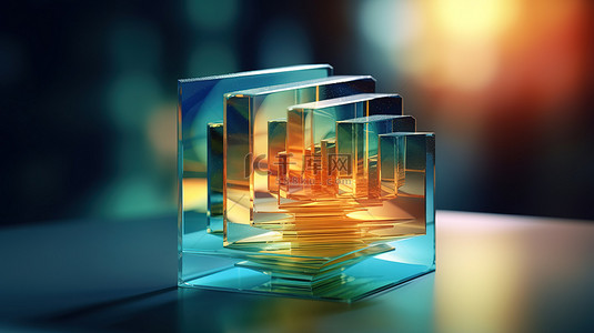 融合色背景图片_模糊的玻璃物体与 3D 渲染中的抽象几何背景融合