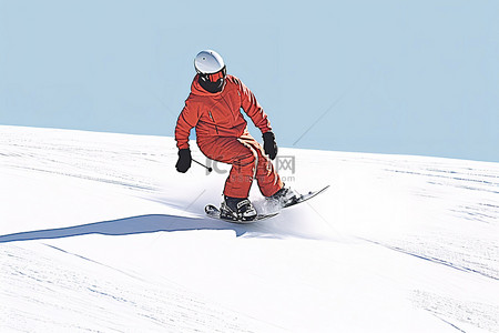 站在斜坡上的白色滑雪板