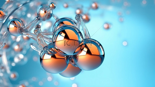 分子封闭在液体气泡中的护肤化妆品的 3D 插图