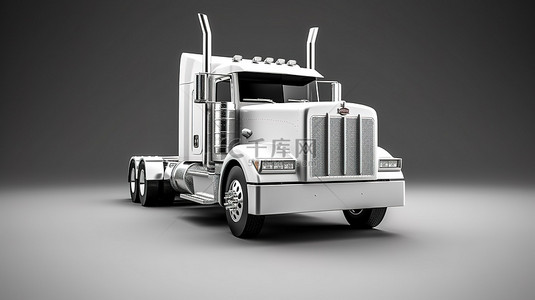 物流战略背景图片_大尺寸灰色背景的美国白色卡车的 3D 插图