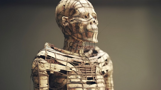 令人惊叹的 3D 渲染中的古埃及木乃伊