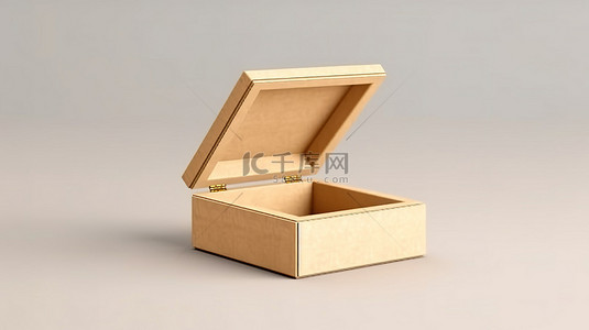 棕色包装背景图片_时尚包装的裸露木箱模型的 3D 渲染