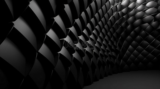 黑色水泥地背景图片_3d 渲染黑色几何墙抽象背景