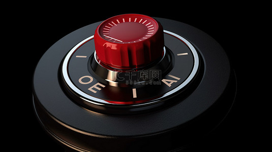 启动你的引擎红色按钮和点火开关在黑色皮革背景上的 3D 插图