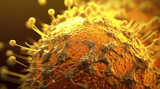 基因细胞背景图片_黄色 3d 渲染中的微观细胞