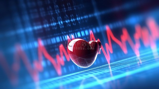 心电图或心跳背景的 3D 医学插图