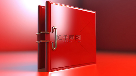 一摞文件夹文件夹背景图片_办公桌上 3D 插图中的红色活页夹