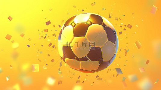 足球运动概念黄色背景 3d 插图