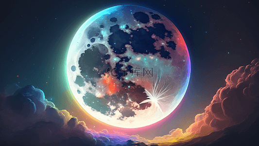 月亮梦幻霓虹背景