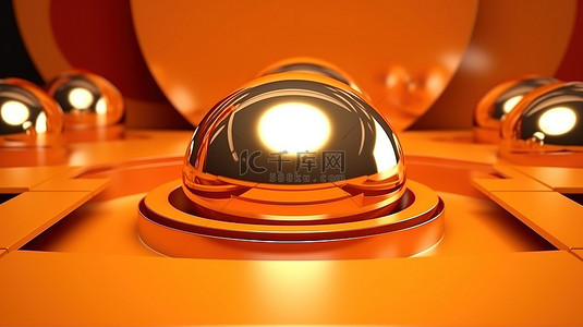 c橙色背景图片_橙色和金色几何形状产品展示的 3D 渲染