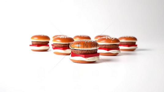 白色背景下单色平红色的小规模汉堡包餐图标