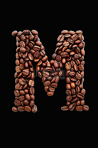 英语背景图片_咖啡豆形状的字母 m