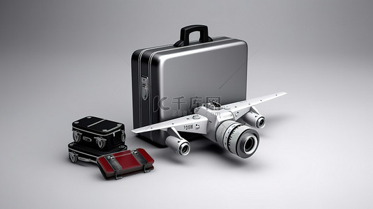 资源目录背景图片_3D 相机拍摄文件夹喷气机和行李