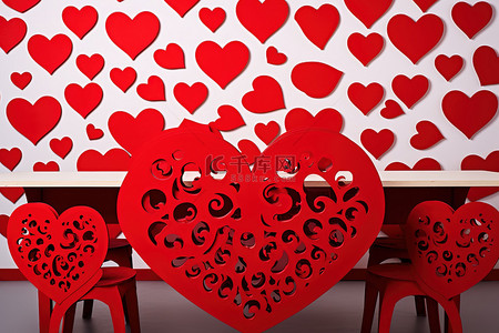 浪漫心背景背景图片_一张满是红心的旧桌子