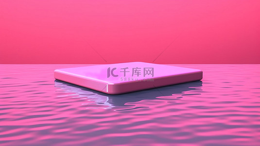水上运动背景图片_粉红色游泳池中的 3D 渲染双色调风格跳板