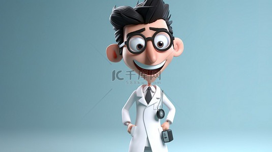 医生医院卡通背景图片_俏皮的医生 3D 动画角色