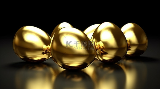 燕窝鸟巢背景图片_3d 渲染的闪闪发光的金蛋