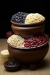米背景图片_木碗里的豆米和豆子