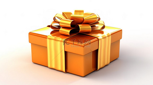 礼盒丝带白色背景图片_一个孤立的礼品盒的 3d 渲染
