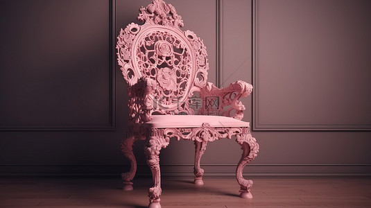 家具雕刻背景图片_粉红色色调的复古华丽椅子令人惊叹的 3D 渲染