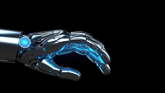 机器人手指指向象征 3D 渲染中连接的概念