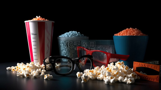各种爆米花和 3D 眼镜，带来电影体验