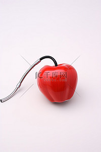 苹果健康背景图片_白色背景带听诊器的大塑料医用苹果