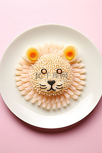 可爱的食物背景图片_一盘带有狮子图片的食物